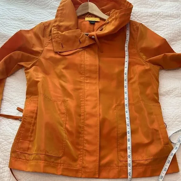 St John Jacket Coat Windbreaker Orange Medium Iridescent Maximalism Full Zip - Picture 7 of 9